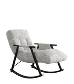 Casual folding rocking chair upholstered, lounge rocking chair adjustable high back and foot rest,side pockets placed in living room bedroom balcony W1669P163321-djyc