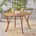 Acacia Wood Outdoor Dining Table – Teak Finish, Circular Design, Perfect for Patios & Gatherings 62916-djyc
