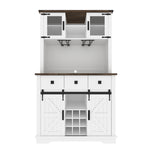 Farmhouse Bar Cabinet with Sliding Barn Door, 70" Rustic Buffet Cabinet with Storage Shelves, Liquor Cabinet with Wine and Glasses Rack, Sideboard Cupboard for Kitchen, Dining Room W1347S00003-djyc