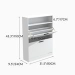 Shoe Storage Cabinet with 2 Flip Drawers, Sturdy Wood Hidden Shoe Storage, Freestanding Narrow Slim Shoe Organizer for Front Door Entrance, Living Room, Hallway, Bedroom (White) W808P174805-djyc