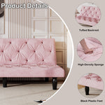 Sofa to Sofa Bed Transformation: 66" Pink Velvet Sofa Bed, Ideal for Family Living Rooms, Apartments & Bedrooms W127860393-djyc