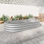 Raised Garden Bed Outdoor, Oval Large Metal Raised Planter Bed for for Plants, Vegetables, and Flowers - Silver W840101952-djyc