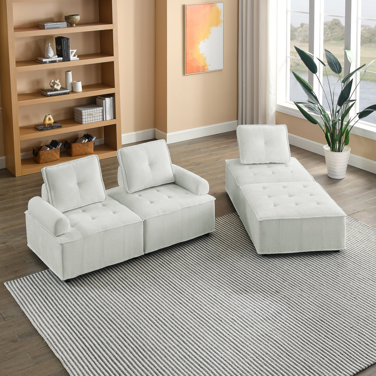 L-Shape Modular Sectional Sofa, DIY Combination, Chenille W487S00185-djyc
