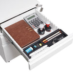 3-Drawer Mobile File Cabinet with Lock, Office Storage Filing Cabinet for Legal/Letter Size, Pre-Assembled Metal File Cabinet Except Wheels Under Desk(White) W124770977-djyc