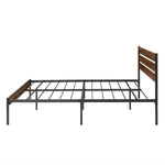 Full Size Bed Frame with Wood Headboard, Metal Frame with Strong Slats, Noise Free,No Box Spring Needed-Brown. W2336P167501-djyc