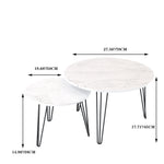 27.56'' Round Nesting Coffee Table Set of 2,Circular Nesting End Table Set, Round Marble Tabletop, and Sturdy Metal Base for Living Room, bedroom, White W808P176737-djyc