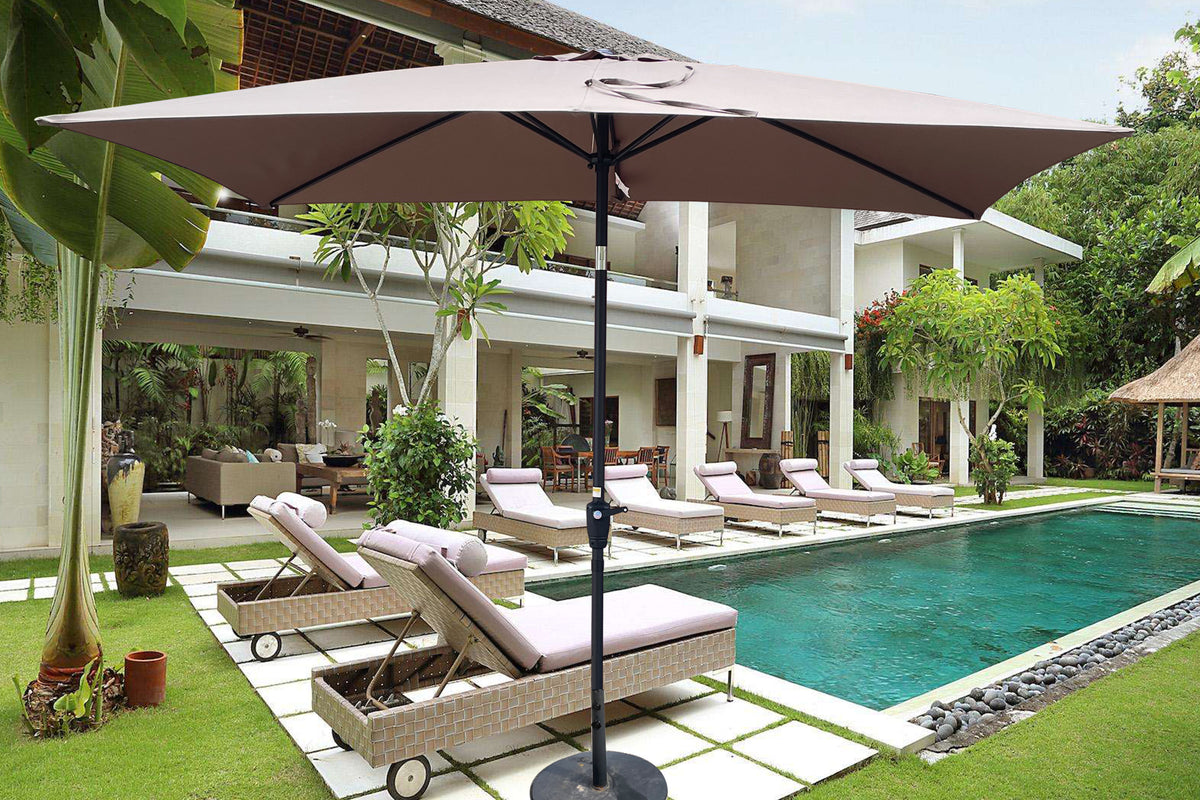 6 x 9ftPatio Umbrella OutdoorWaterproof Umbrella with Crank and Push Button Tilt without flap for Garden Backyard PoolSwimming Pool Market W65690320-djyc