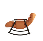 Casual folding rocking chair upholstered, lounge rocking chair adjustable high back and foot rest,side pockets placed in living room bedroom balcony W1669P163324-djyc