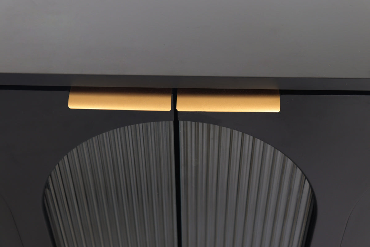 Accent Cabinet Black Lacquered Wooden Cabinet with 4 Glass Doors Sideboard Buffet Server Cabinet Storage Cabinet, for Living Room, Entryway, Hallway, Office, Kitchen and Dining Room W1435133310-djyc