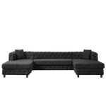 126-inch Modern Style Chenille Three Piece Sofa, Pull Point Design U-shaped Sofa two Chaise Longue Seats, two Pillows and Plastic Feet, Suitable for Living room, Bedroom, Lounge and Projection Room W834S00330-djyc