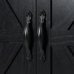 K&K 54.5" Farmhouse Kitchen Island with Power Outlet, Kitchen Storage Islandwith Internal Storage Rack, Drop Leaf, Spice Rack, Rolling Kitchen Cart on Wheels, for Home, Kitchen and Dining Room,Black N707P170349B-djyc