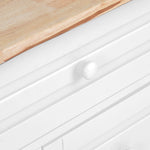 Kitchen cart with Rubber wood desktop rolling mobile kitchen island with storage and 5 draws 53 Inchlength(White) WF297003AAW-djyc