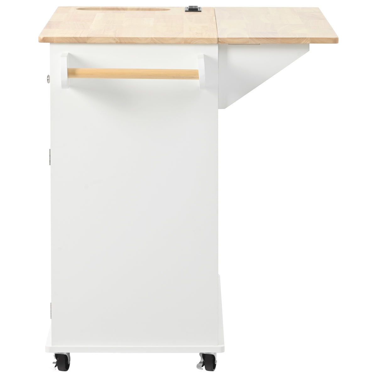 Kitchen Island with Power Outlet,Kitchen Storage Island with Drop Leaf and Rubber Wood,Open Storage and Wine Rack,5 Wheels,with Adjustable Storage for Home, Kitchen, and Dining Room,White WF305556AAW-djyc