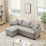 This 80-inch gray corduroy L-shaped sofa comes with two small throw pillows that can be converted into a sofa bed for storage W1278S00027-djyc