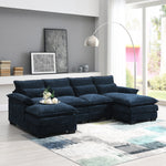 110*55' Modern Modular U-shaped Sectional Sofa with Waist Pillows,6 Seat Upholstered Symmetrical Indoor Furniture,Comfy Chenille Cloud Couch Set with Chaise Lounge for Living Room,Apartment,5 Colours N723S8004C-djyc