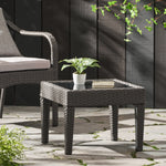 Outdoor Antibes Wicker Side Table,Accent Table,Brown Multi 57090-djyc