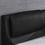 Queen Bed Frame Modern Faux Leather Upholstered Platform Bed Frame with and Headboard Wave Like Curve Low Profile Bed Frame,Wood Slats Support,Easy Assembly,Black W487P169712-djyc