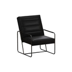 Modern Metal Framed Armchair with Black Technical Leather, Stylish & Comfortable Indoor Lounge Accent Chair for Living Room, Office,Bedroom W1669P197980-djyc