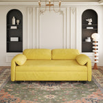 Dual-Purpose Velvet Sofa Bed: Elegant Yellow Sofa Transforms into a Retractable Bed for Your Living Room W1278P152680-djyc