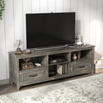 70 Inch Length TV Stand for Living Room and Bedroom, with 2 Drawers and 4 High-Capacity Storage Compartment,Black Pine W881123503-djyc
