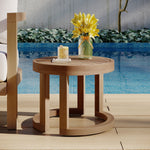 Outdoor Acacia Wood Side Table, 18' Solid Side Table for Patio, Pool, Porch ( Brown Wash) 72306.00BRN-djyc