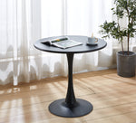 Modern Black Round Dining Table, 31.5" Diameter Solid Metal Base Coffee Table W124165046-djyc