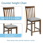 5 Piece Dining Table Set, Wooden Dining Square Table Set for 4, Counter Height Kitchen Table Set with Square Table and 4 Upholstered Chairs for Small Space, Walnut W1998S00034-djyc