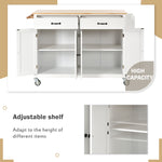 Kitchen Island Cart with Solid Wood Top and Locking Wheels,54.3 Inch Width,4 Door Cabinet and Two Drawers,Spice Rack, Towel Rack (White) WF286911AAW-djyc
