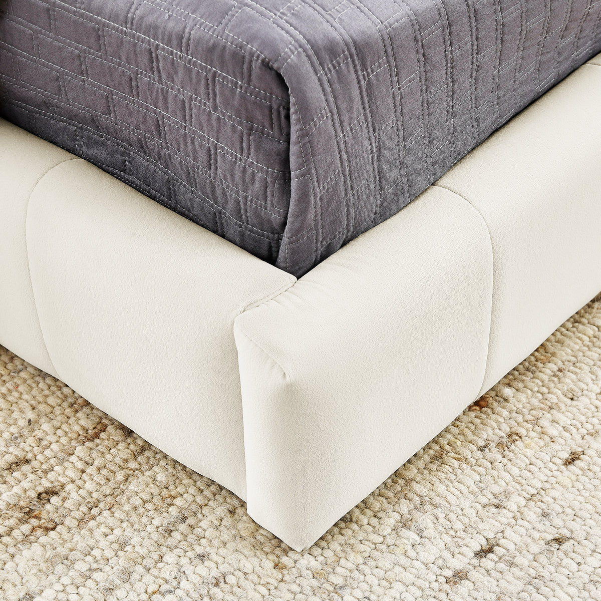 Full Size Upholstered Tufted Bed Frame, Sofa Bed Frame with Comfortable Backrest and Armrests, Full Size Bed for Bedroom, Living Room,Velvet, Beige(80.5''*59''*30.5'') W487S00223-djyc