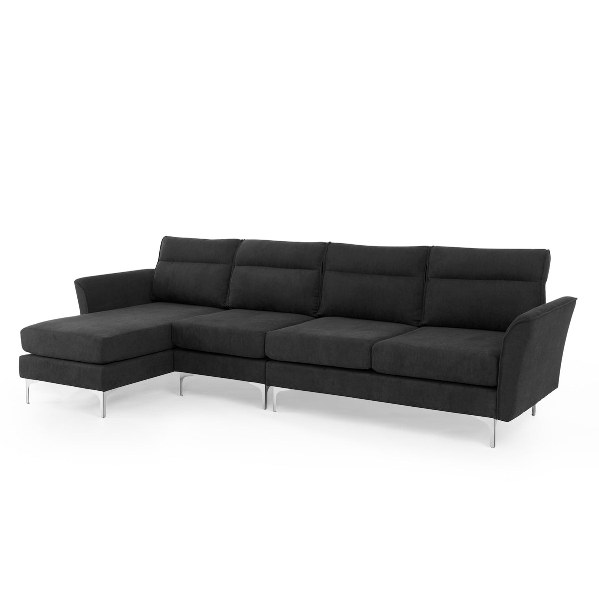Modern Sofa 3-Seat Couch with Stainless Steel Trim and Metal Legs for Living Room,New package compression sofa technology,black W487S00233-djyc