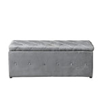 1 Piece Rectangular Storage Ottoman Short velvet with 2 Set Ottomans (Light Gray) W136060471-djyc