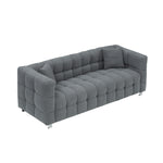 Grey teddy fleece sofa 80 inch discharge in living room bedroom with two throw pillows hardware foot support W1278141700-djyc