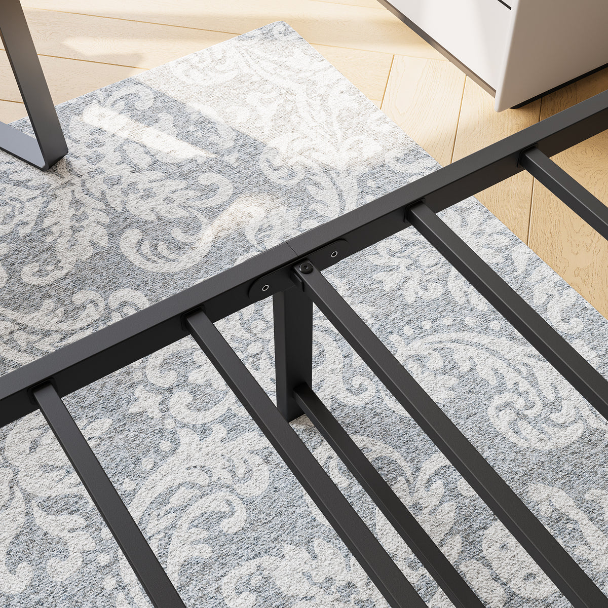 Queen Size Platform Bed Frame with Wooden Headboard, Under Bed Storage, Non-Slip, Noise Free, Easy Assembly, Black W840P164959-djyc