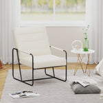 Modern Metal Framed Armchair with Beige Technical Leather, Stylish & Comfortable Indoor Lounge Accent Chair for Living Room, Office,Bedroom W1669P197989-djyc