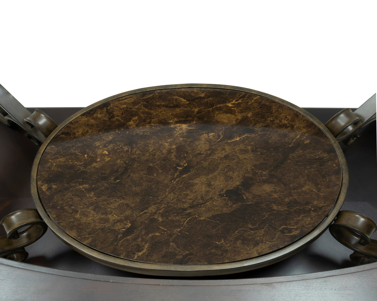 Cocktail Table, Glass table top, MDF W/marble paper middle shelf, powder coat finish metal legs. (52"Lx32"Wx20.3"H) W48720760-djyc