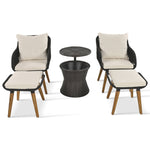 K&K 5 Pieces Patio Furniture Chair Sets, Patio Conversation Set With Wicker Cool Bar Table, Ottomans,Outdoor Furniture Bistro Sets for Porch,Backyard,Balcony,Poolside Black&Beige WF324995AAW-djyc