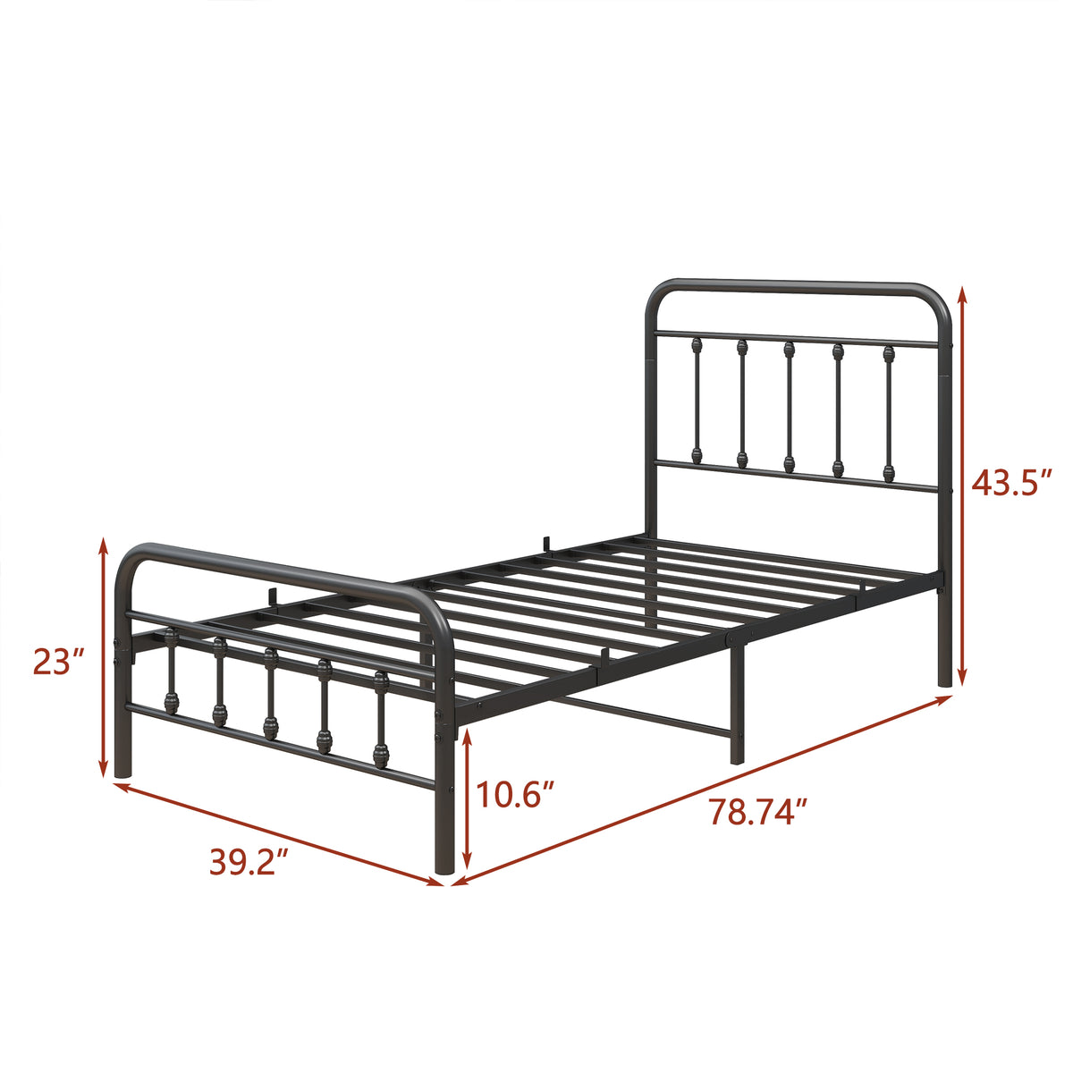 Metal Platform Bed Frame with Headboard No Box Spring Needed Twin BLACK W84068777-djyc