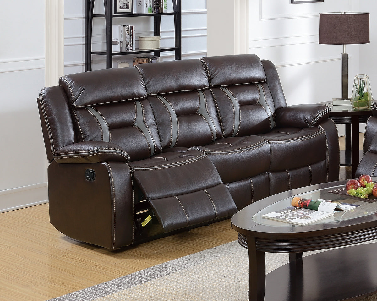 Modern Power Reclining Sofa 1pc Pillow Arms And Headrest Dark Rosy Brown Finish Primary Room Furniture-B011P467559