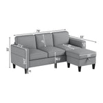 Sofas for families, apartments, dorms, bonus rooms, compact Spaces with lounge lounges, 3 seater, L-shaped design for the chaise, 680 LBS capacity - light grey W1793138512-djyc