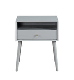 Wood Nightstand with 1 Drawer, Bedside Table with Open Storage Shelf and Solid Wood Legs, Bed Side Table for Bedroom, End Tables for Living Room,Small Side End Table with Storage, Gray W1998124478-djyc