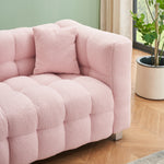 Stylish Addition: Pink Teddy Fleece Sofa - 80 Inch, Perfect for Living Room or Bedroom, Complete with Two Throw Pillows and Sturdy Hardware Foot Support W1278141689-djyc