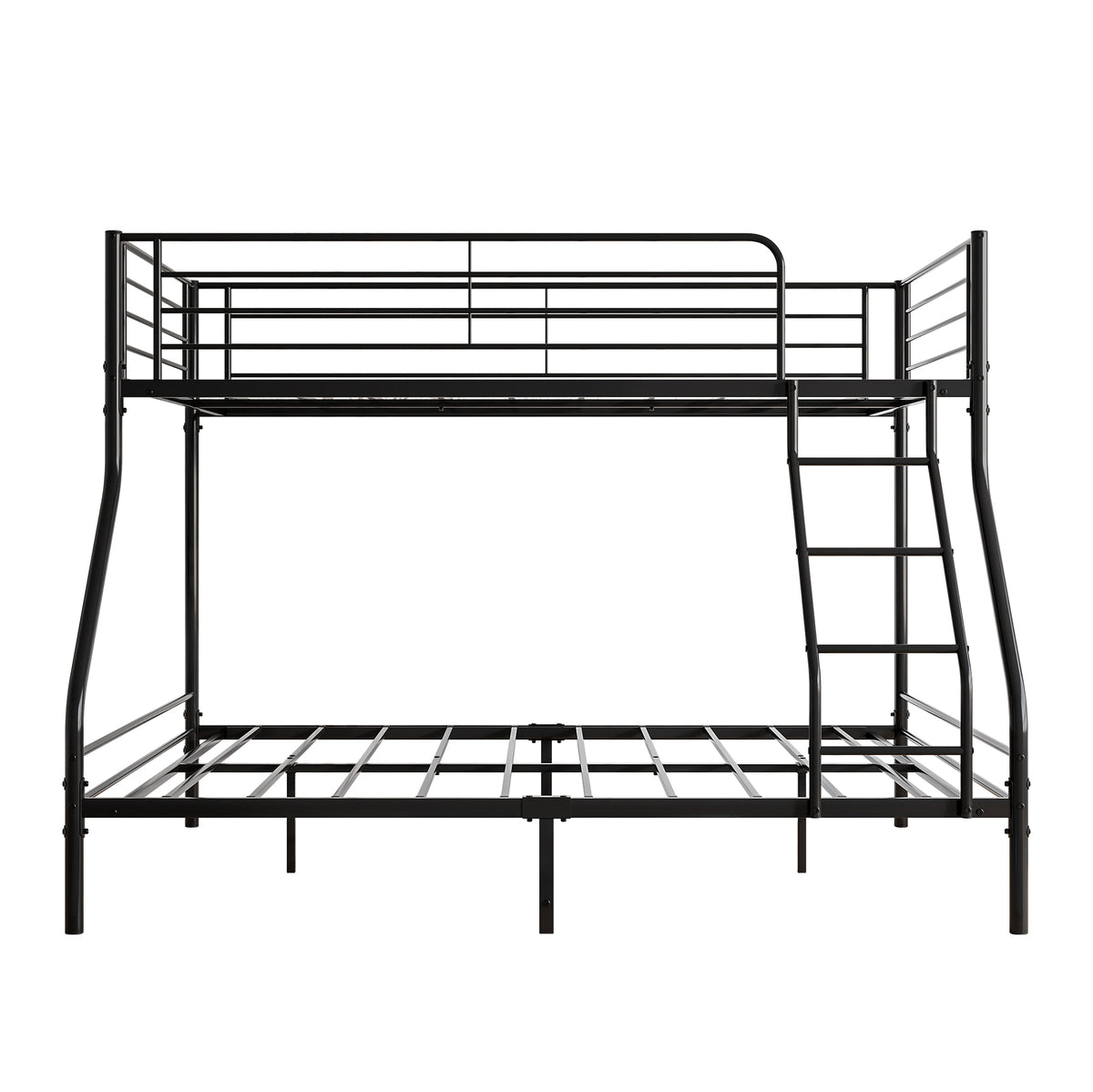 Heavy Duty Twin-Over-Full Metal Bunk Bed, Easy Assembly with Enhanced Upper-Level Guardrail, Black W84056876-djyc