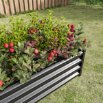 Metal Raised Garden Bed, Rectangle Raised Planter 4×2×1ftfor Flowers Plants, Vegetables Herb Black W84090999-djyc