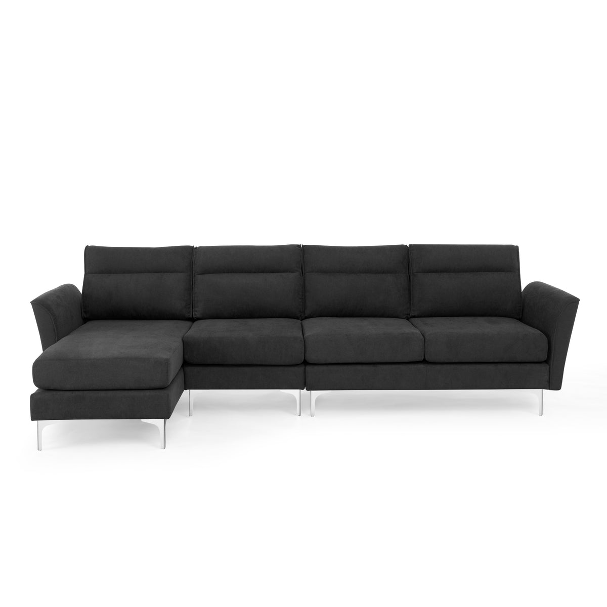 Modern Sofa 3-Seat Couch with Stainless Steel Trim and Metal Legs for Living Room,New package compression sofa technology,black W487S00233-djyc