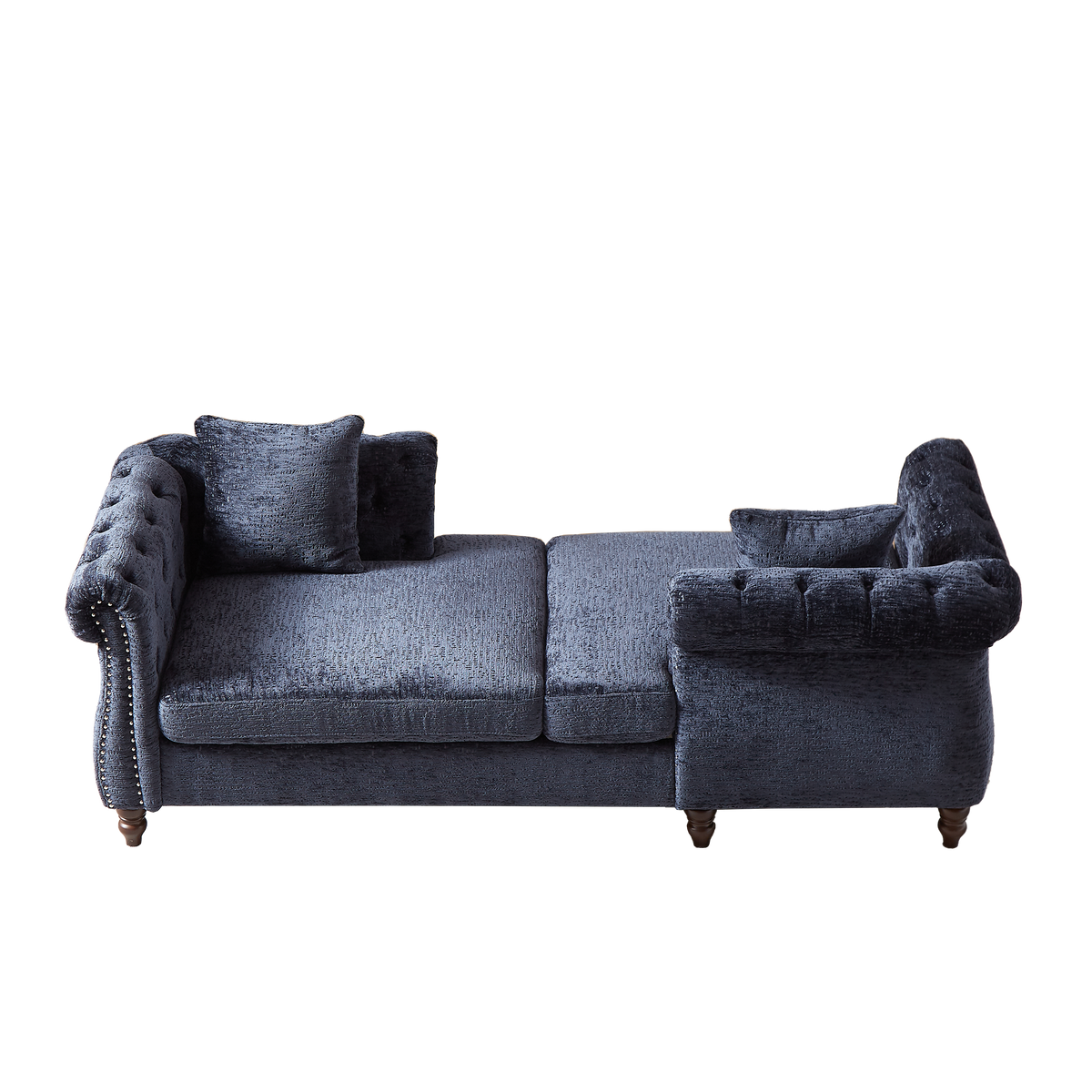 81-inch Chenille Face-to-face Chaise Lounge with Two Pillows,Nailhead trim,Button Tufted Design and Rolled Arms for Lounge, Living room and Office W834S00317-djyc