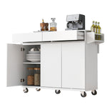 K&K 53.2''Kitchen Island with Drop Leaf, Kitchen Storage Cart with Spice Rack, Towel Rack and 2 Drawers, Rolling Kitchen Island on Wheels with Adjustable Shelves for Kitchen, Dining Room, White N707P173041W-djyc