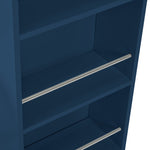 K&K Rolling Kitchen Island With Extended Table, Kitchen Island on Wheels with LED Lights,Power Outlets and 2 Fluted Glass Doors, Kitchen Island with a Storage Compartment and Side 3 Open Shelves, Navy WF316018AAN-djyc