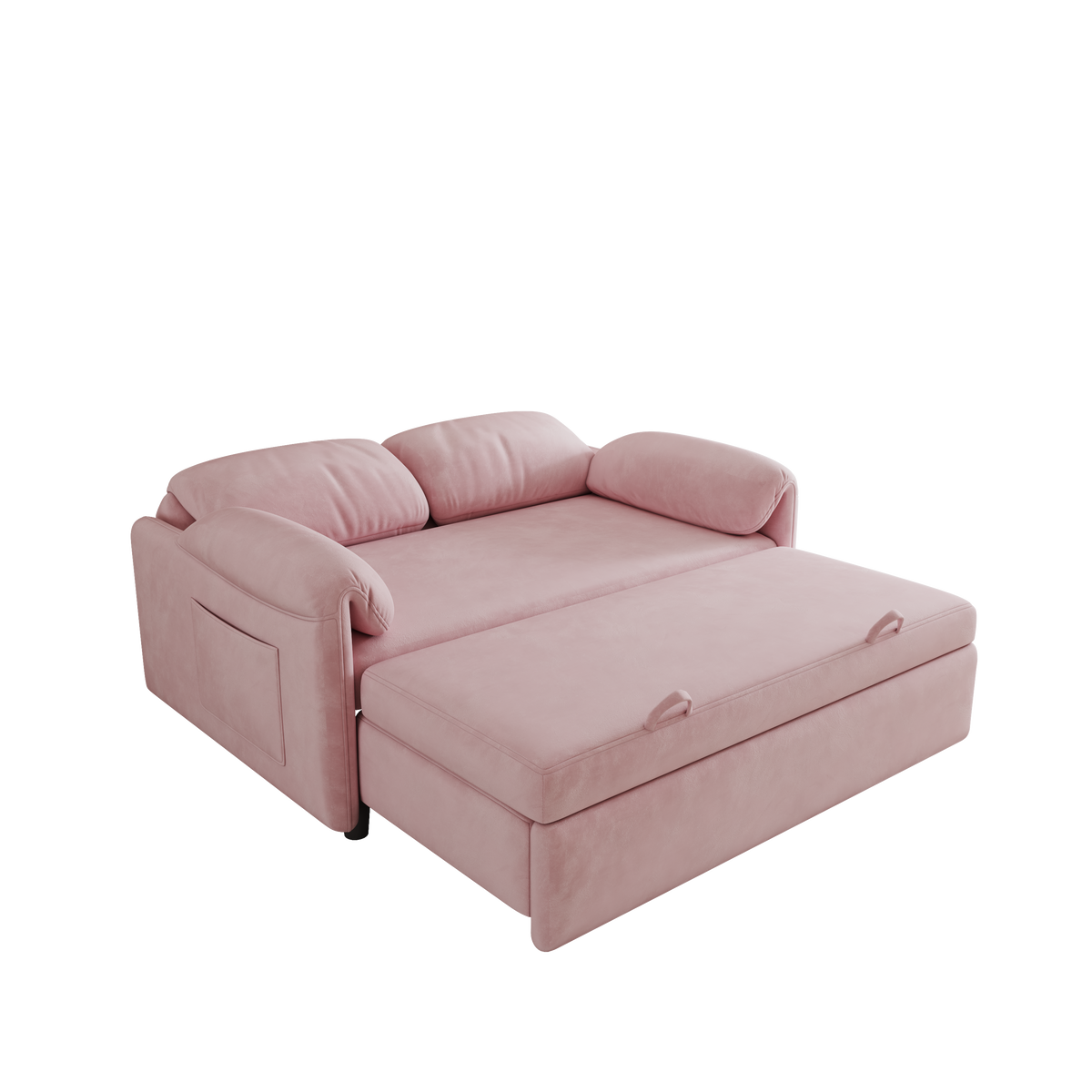 Sofa at the Forefront: 54-inch Velvet Pink Sofa Bed for Multi-purpose Living Spaces, Featuring a Retractable Bed W1278127956-djyc