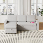 85.8" Pull Out Sleeper Sofa L-Shaped Couch Convertible Sofa Bed with Storage Chaise And Storage Racks,With USB Port And T-pyce Port W834S00267-djyc