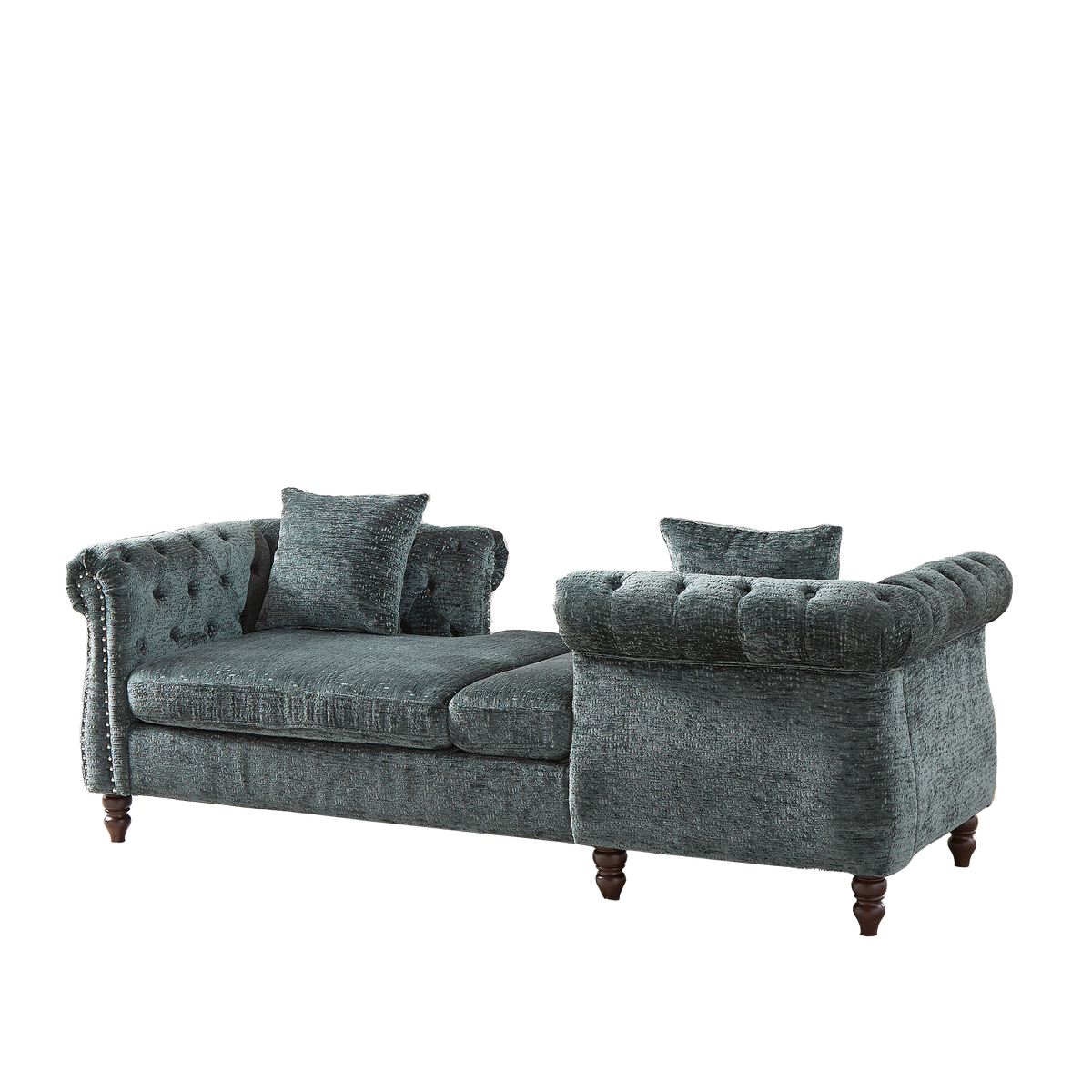 81-inch Chenille Face-to-face Chaise Lounge with Two Pillows,Nailhead trim,Button Tufted Design and Rolled Arms for Lounge, Living room and Office W834S00318-djyc